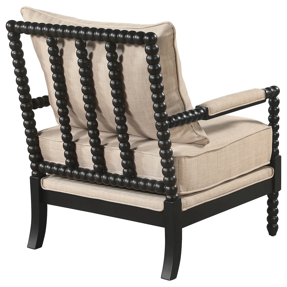 Blanchett Upholstered Bobbin Accent Chair Beige and Black. Picture 7
