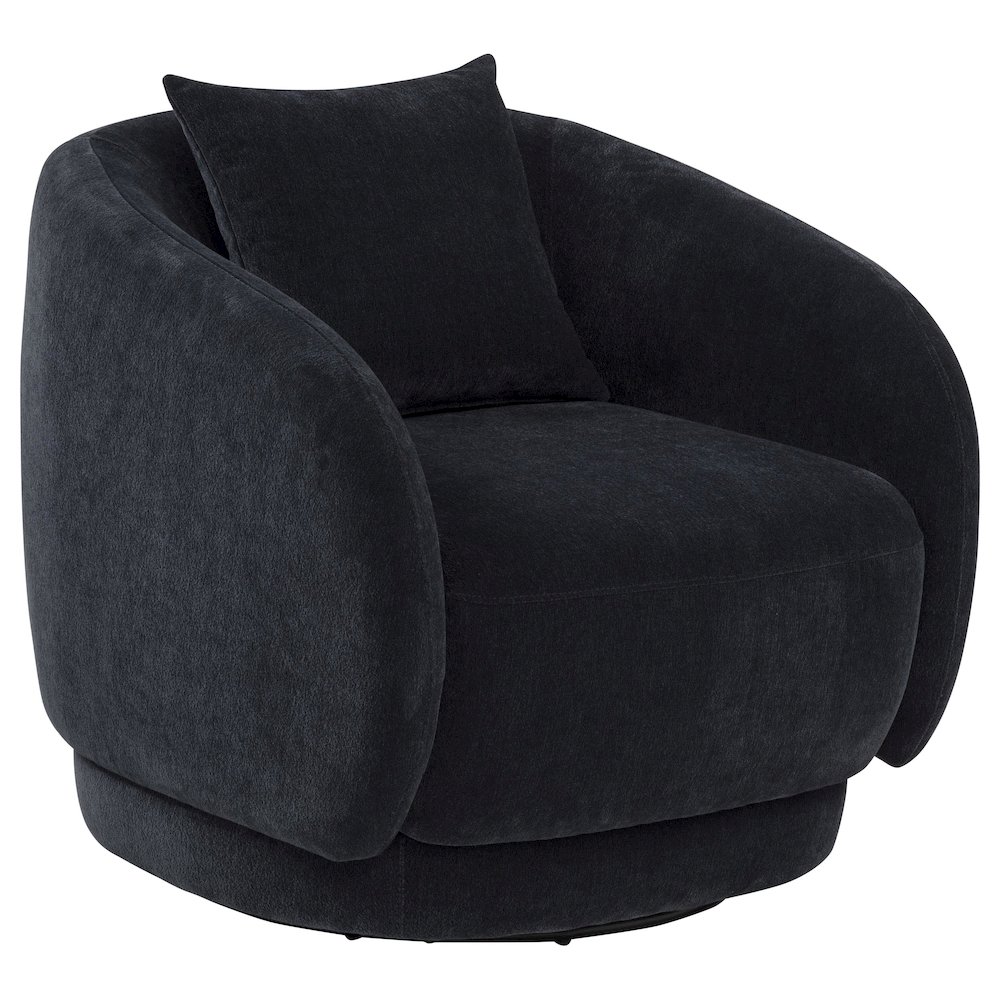 Arnaud Chenille Upholstered Swivel Accent Chair Navy. Picture 1