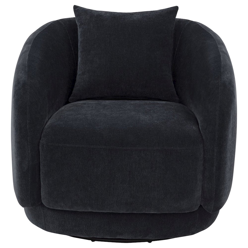 Arnaud Chenille Upholstered Swivel Accent Chair Navy. Picture 3