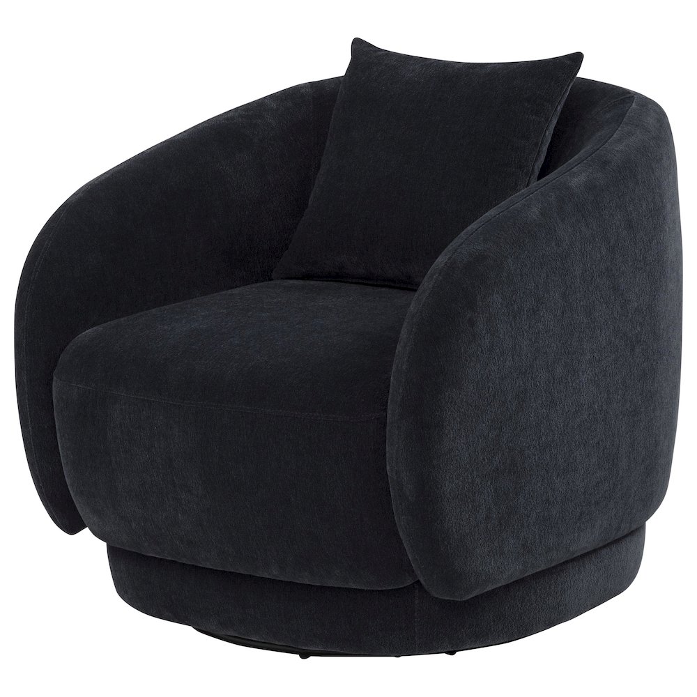 Arnaud Chenille Upholstered Swivel Accent Chair Navy. Picture 4