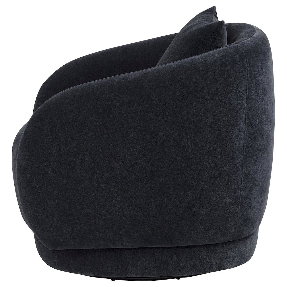 Arnaud Chenille Upholstered Swivel Accent Chair Navy. Picture 5