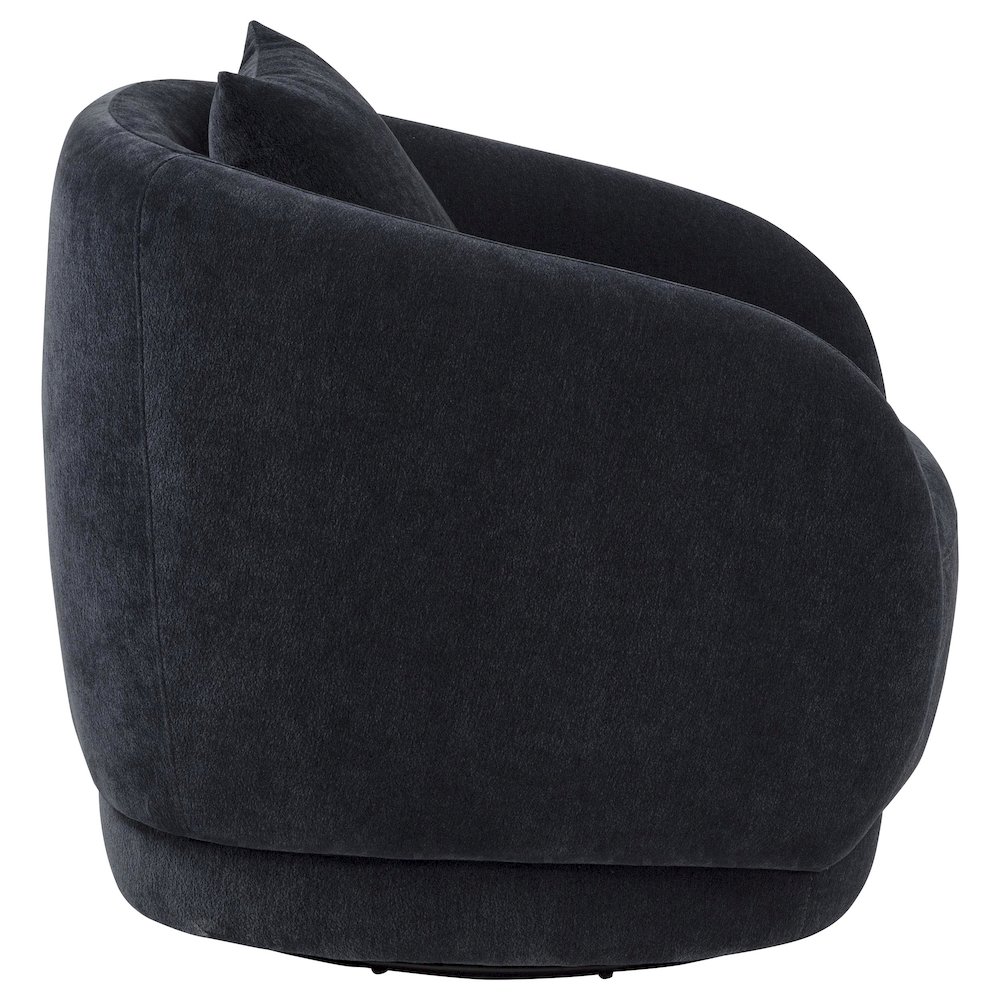 Arnaud Chenille Upholstered Swivel Accent Chair Navy. Picture 7