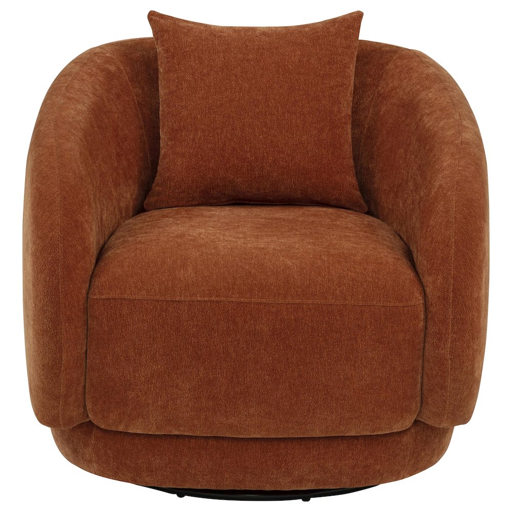 Arnaud Chenille Upholstered Swivel Accent Chair Burnt Orange. Picture 3