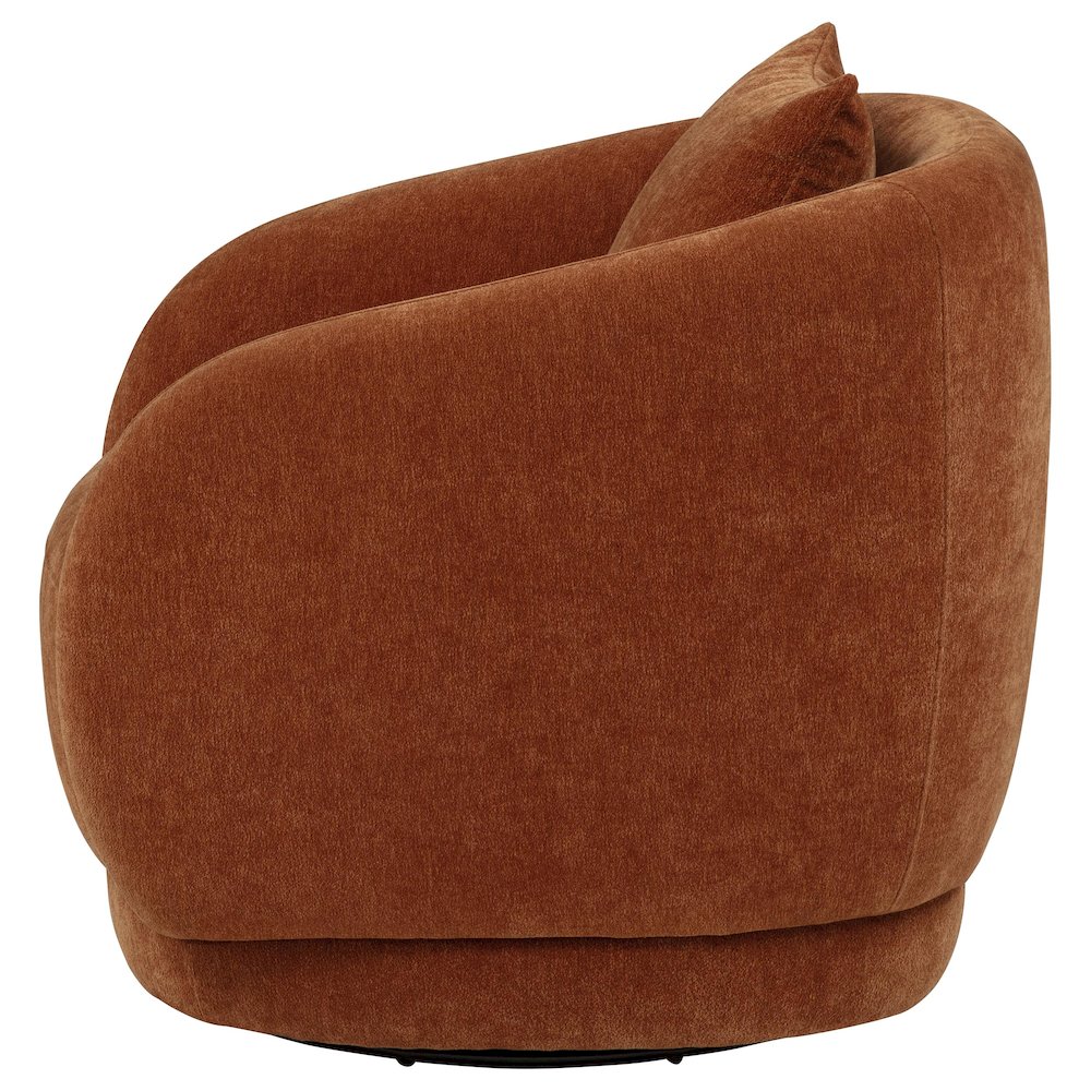 Arnaud Chenille Upholstered Swivel Accent Chair Burnt Orange. Picture 5