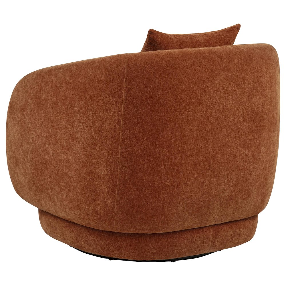 Arnaud Chenille Upholstered Swivel Accent Chair Burnt Orange. Picture 6