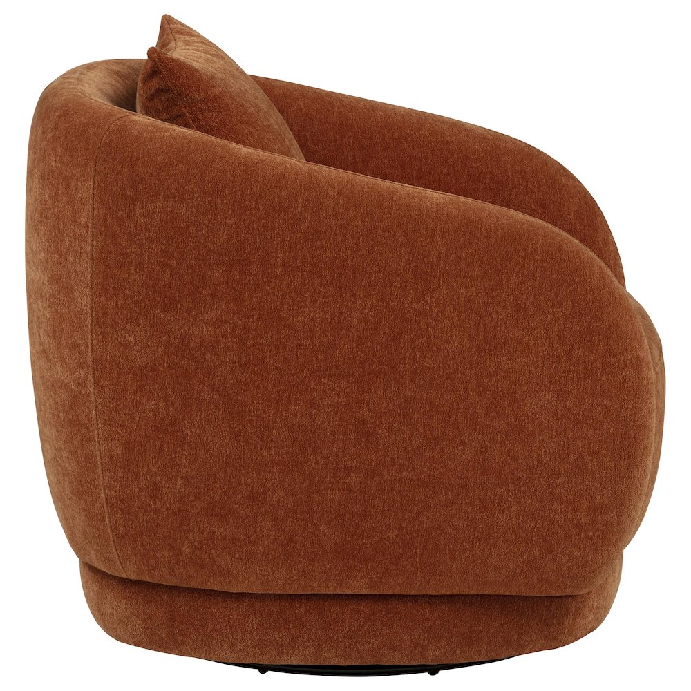 Arnaud Chenille Upholstered Swivel Accent Chair Burnt Orange. Picture 7