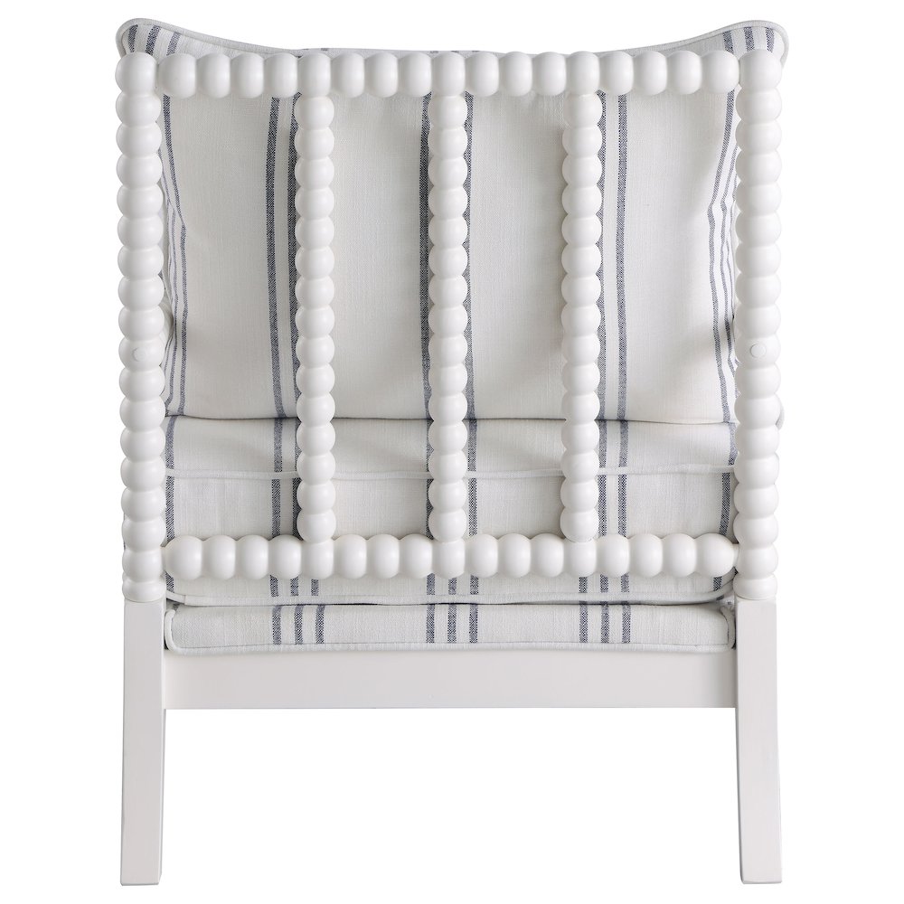 Blanchett Upholstered Bobbin Accent Chair White and Navy. Picture 7