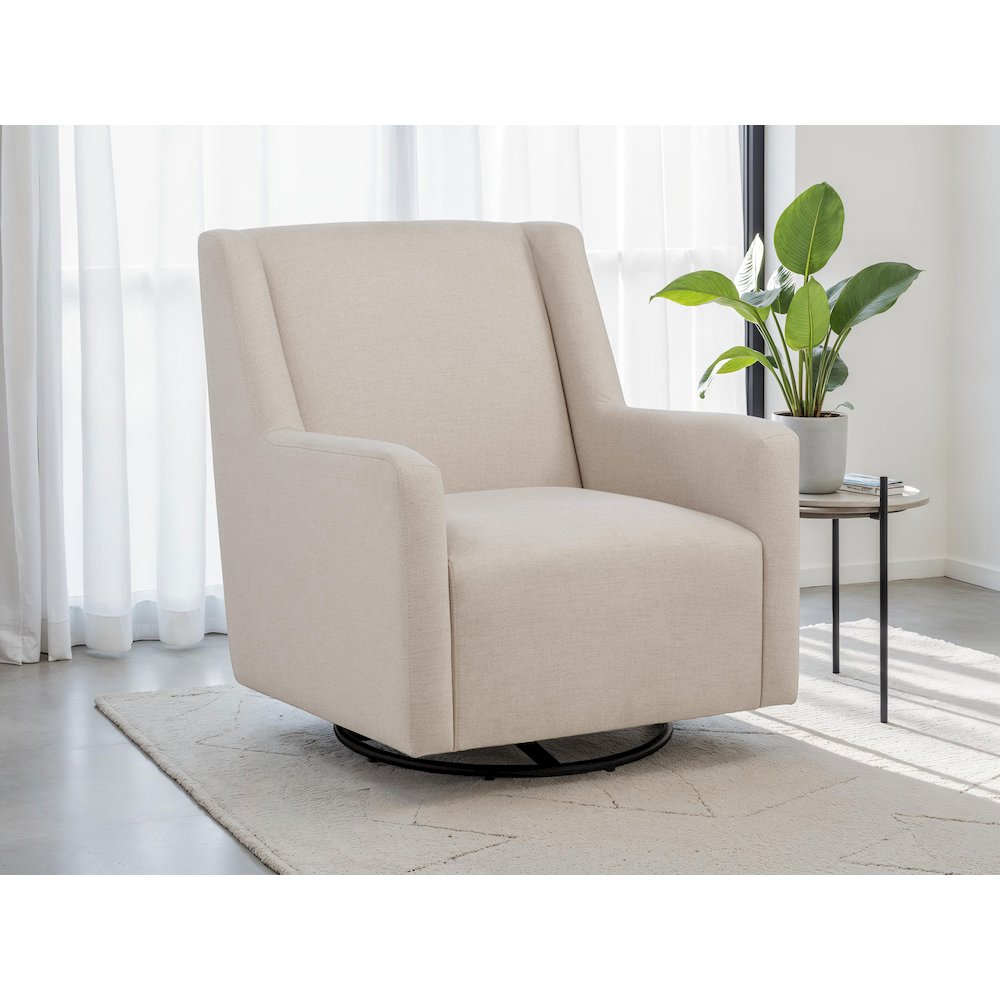 Sorrel Fabric Upholstered Swivel Glider Arm Chair Latte. Picture 2