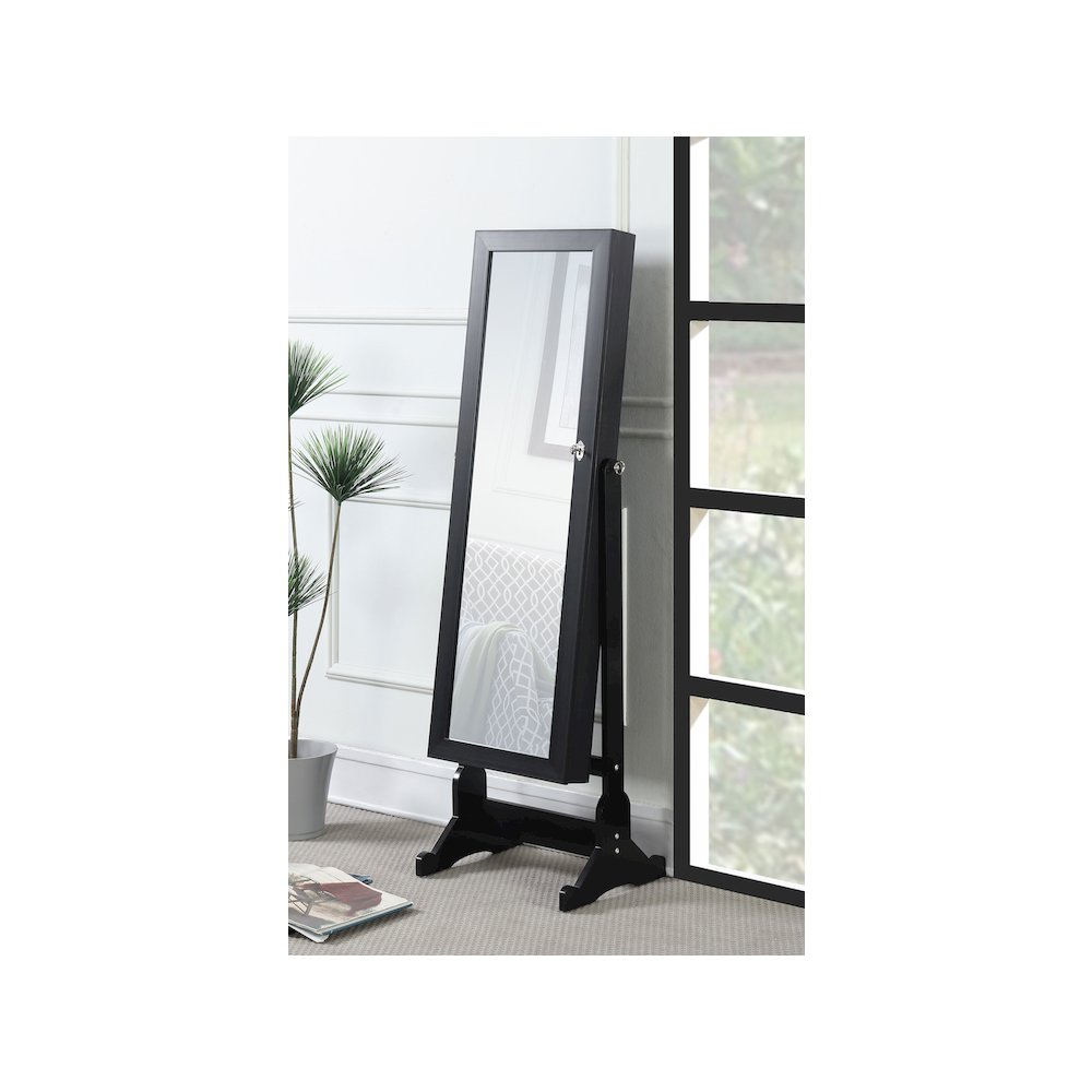 Tutuola Cheval Mirror with Jewelry Storage Black. Picture 4