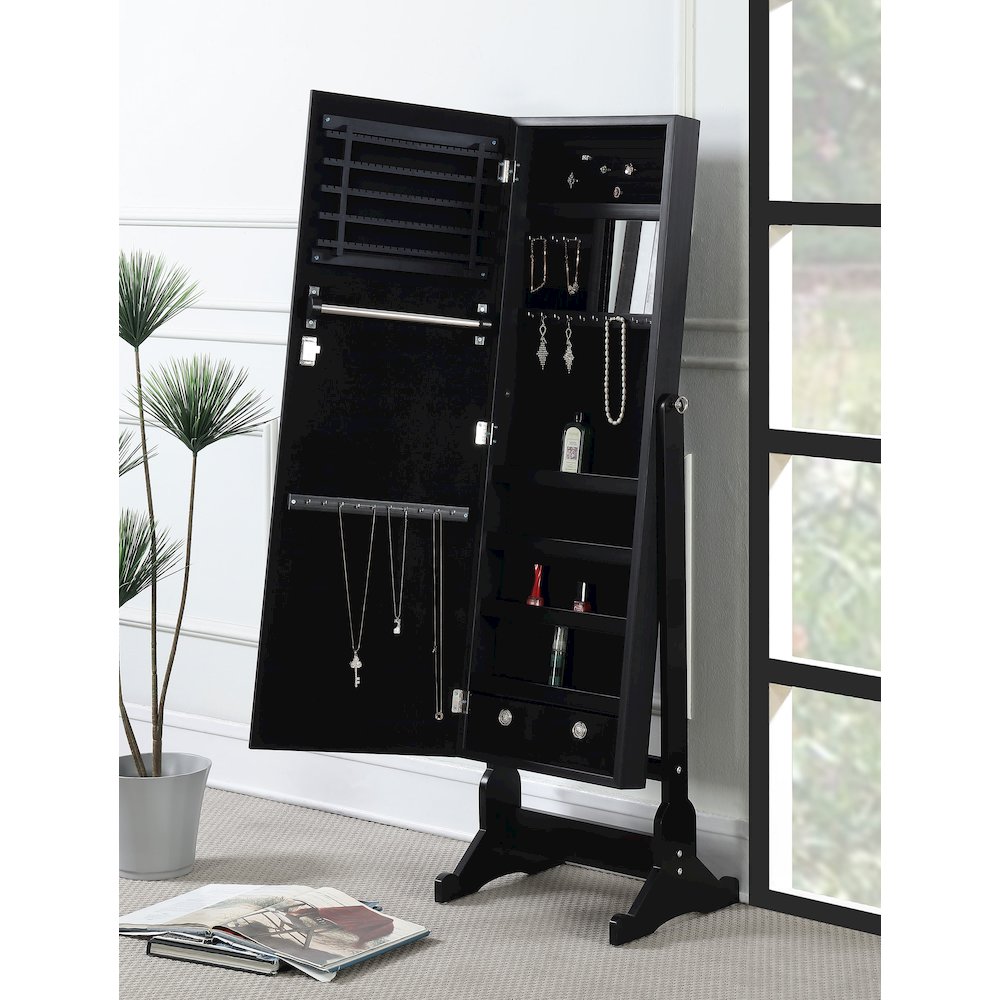 Tutuola Cheval Mirror with Jewelry Storage Black. Picture 6