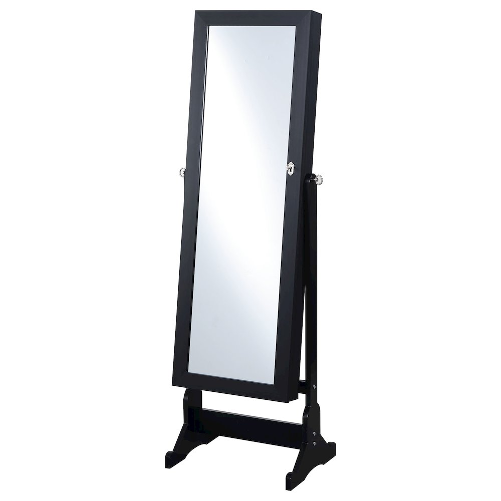 Tutuola Cheval Mirror with Jewelry Storage Black. Picture 1