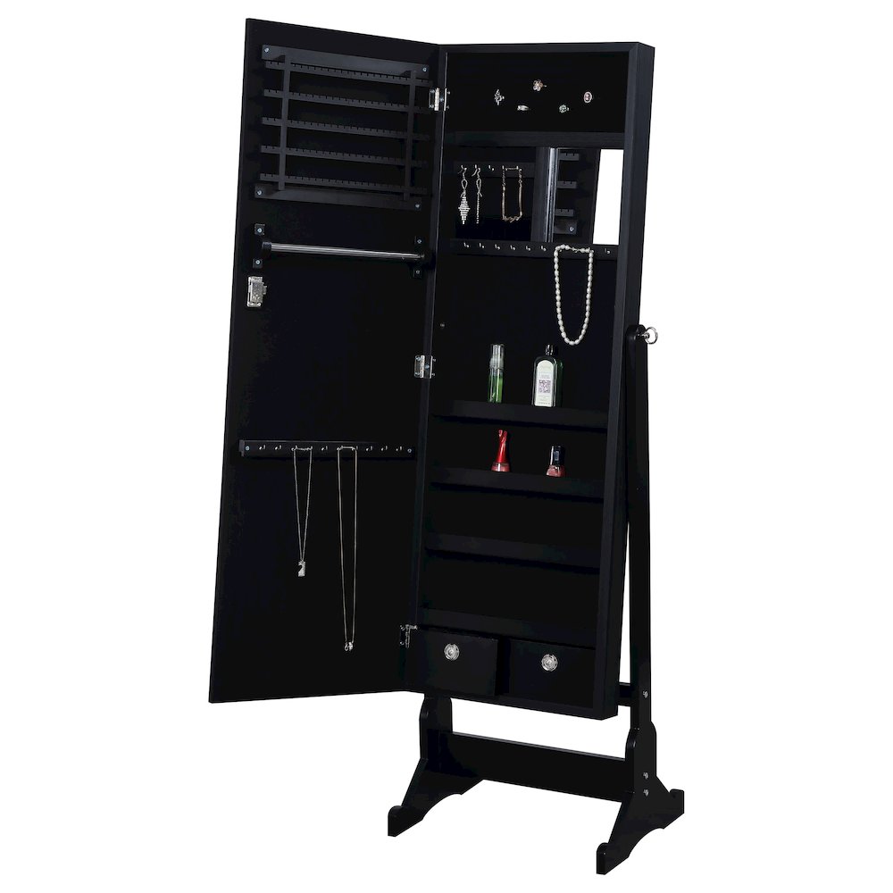 Tutuola Cheval Mirror with Jewelry Storage Black. Picture 3