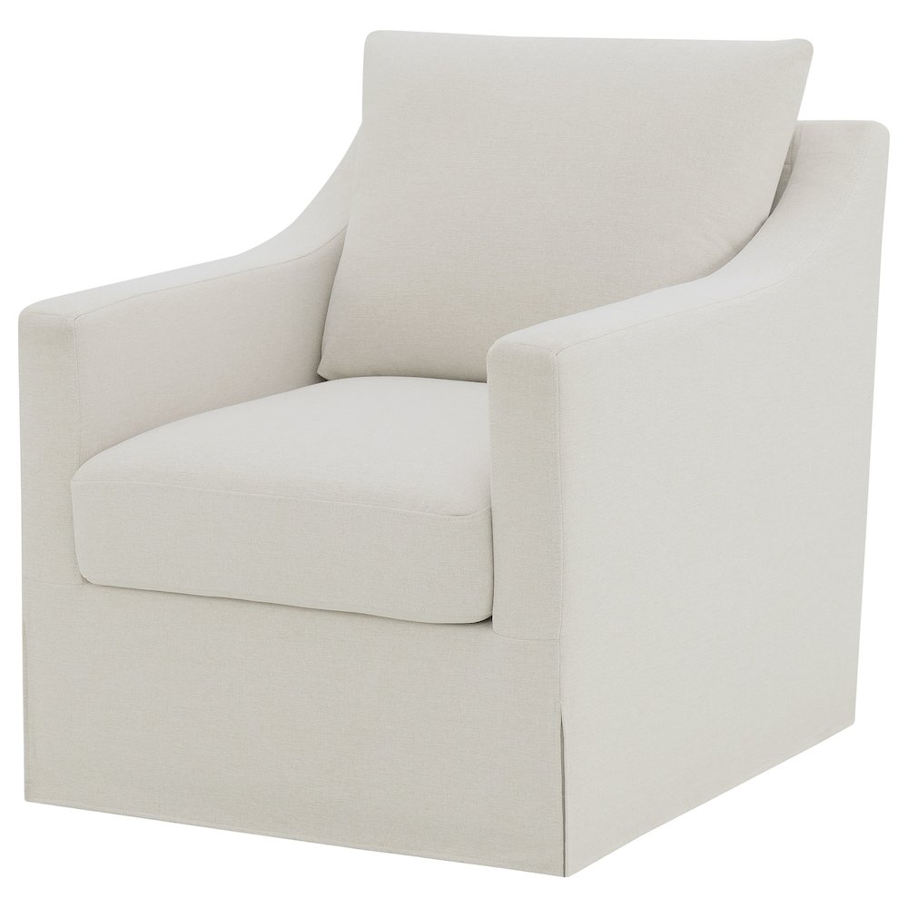 Winter Upholstered Sloped Arm Accent Swivel Chair Beige. Picture 4