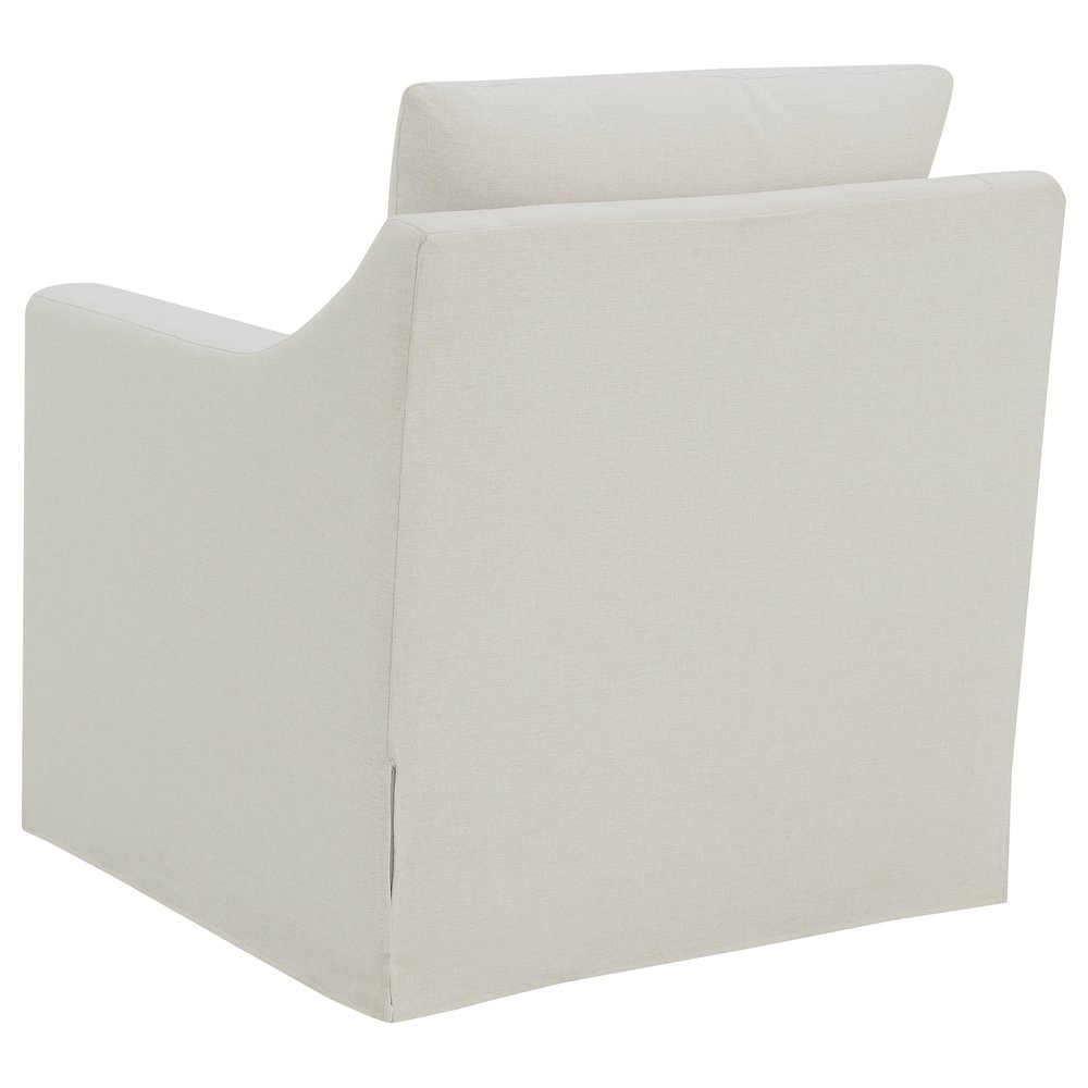 Winter Upholstered Sloped Arm Accent Swivel Chair Beige. Picture 6