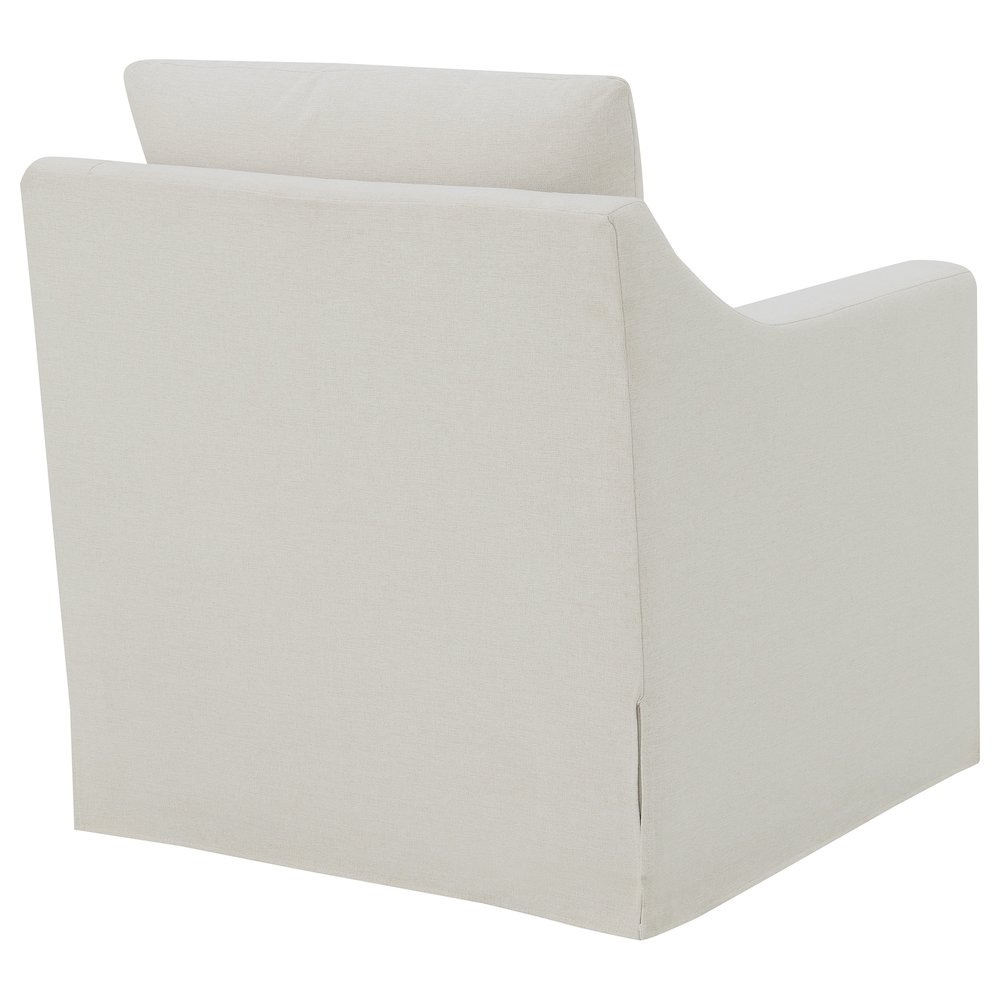 Winter Upholstered Sloped Arm Accent Swivel Chair Beige. Picture 7