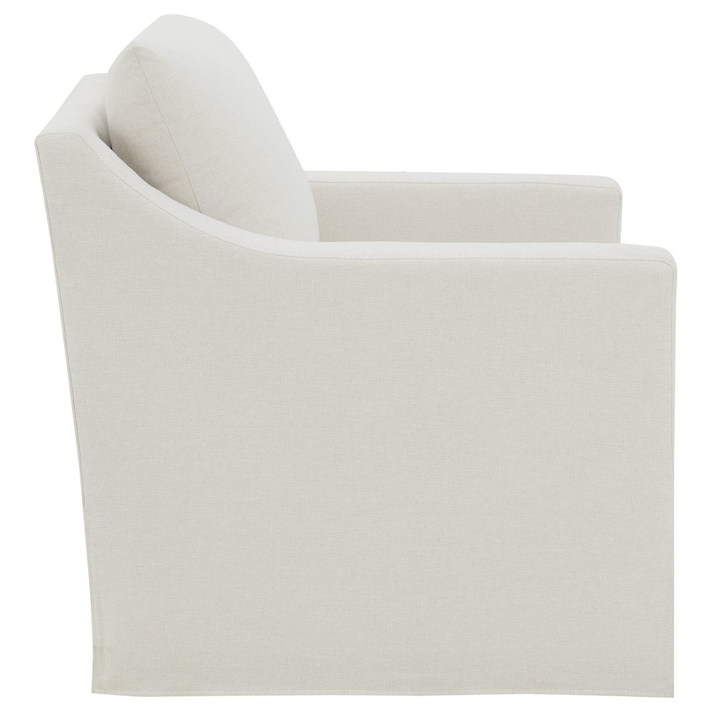 Winter Upholstered Sloped Arm Accent Swivel Chair Beige. Picture 8