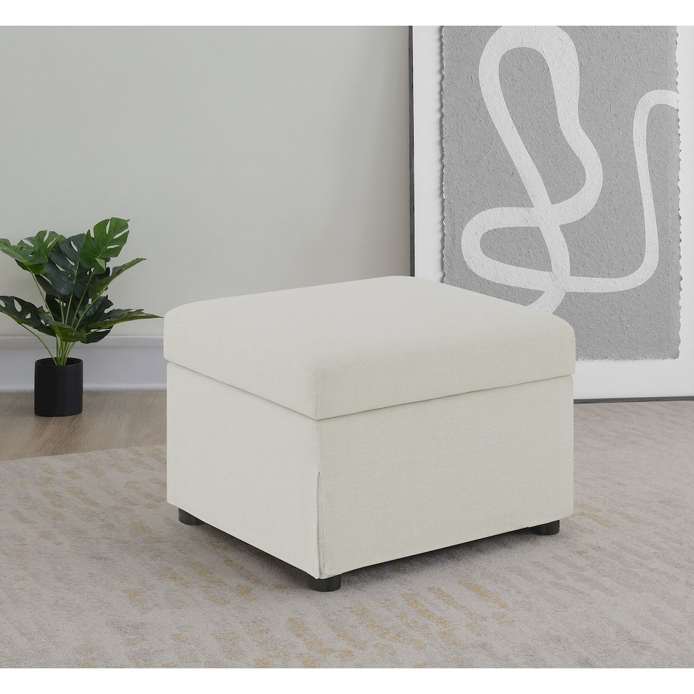 Winter Upholstered Hydraulic Lift Top Storage Ottoman Beige. Picture 2