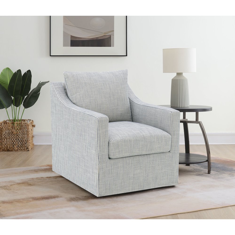 Winter Upholstered Sloped Arm Accent Swivel Chair Grey. Picture 2