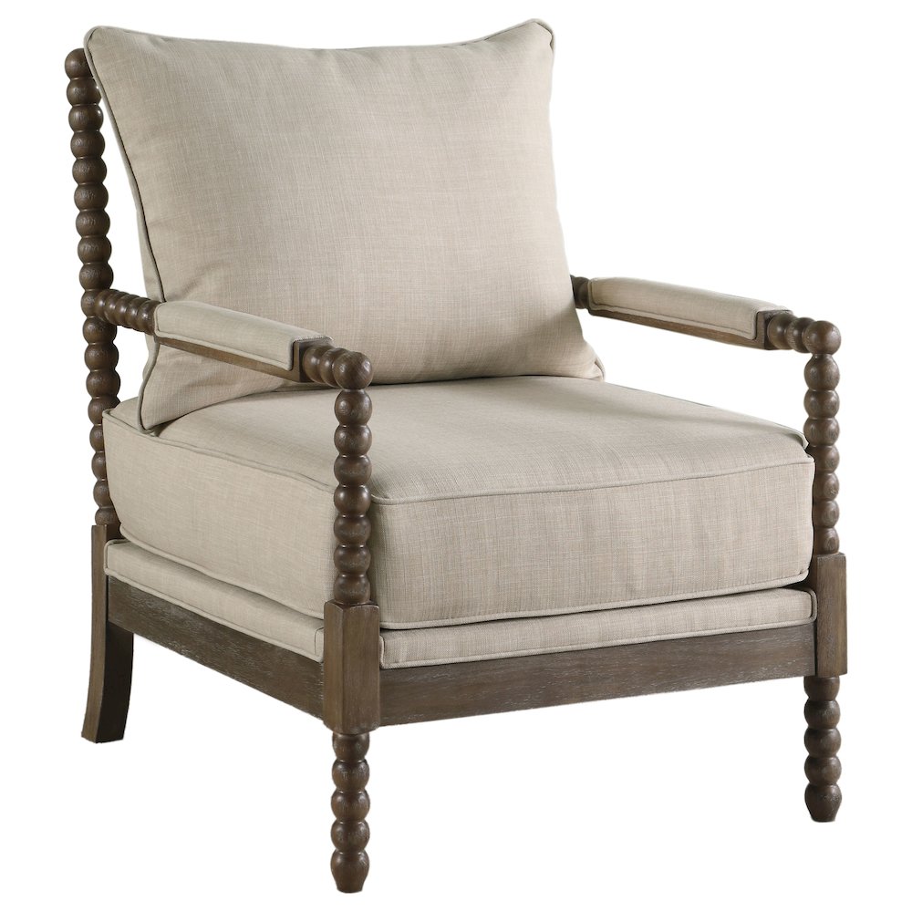 Blanchett Upholstered Bobbin Accent Chair Beige and Natural. Picture 1