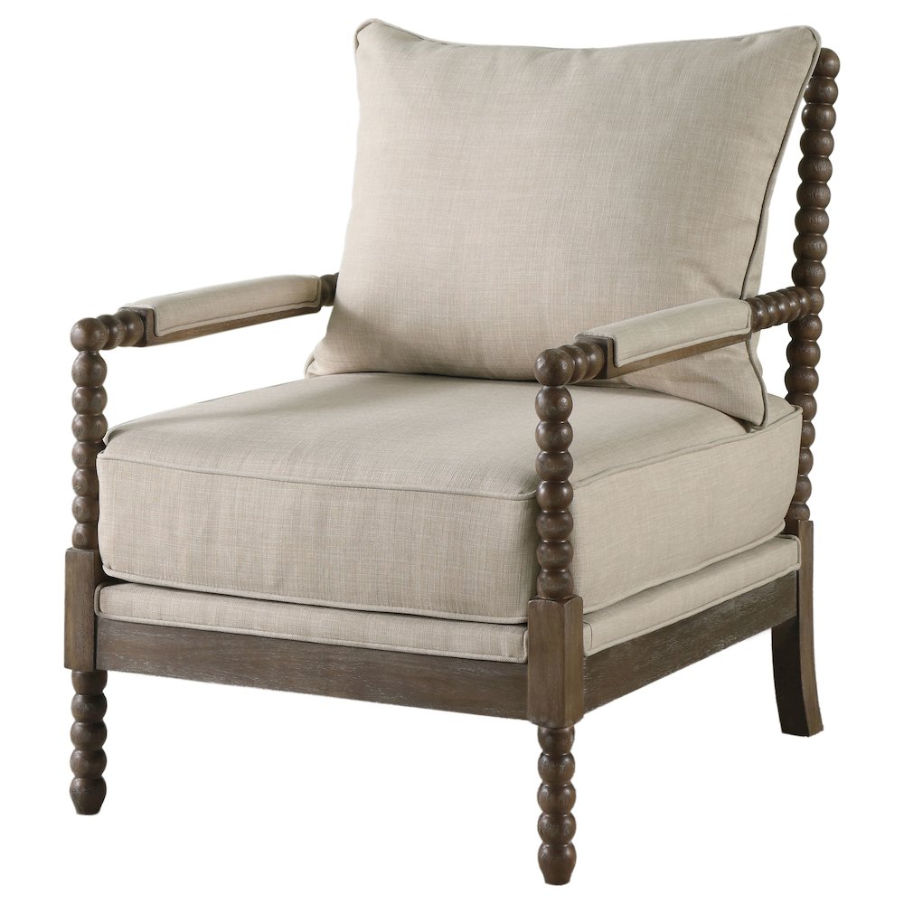 Blanchett Upholstered Bobbin Accent Chair Beige and Natural. Picture 4