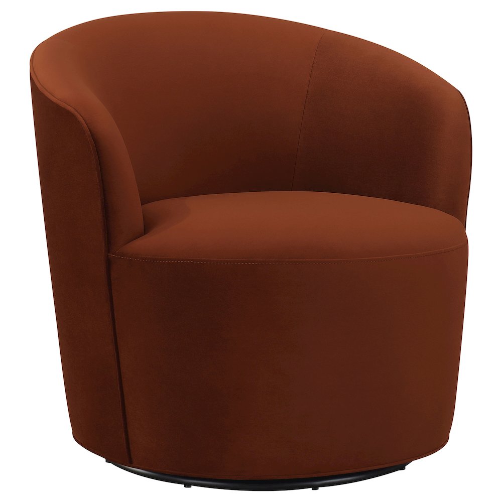 Joyce Upholstered Barrel Back Swivel Chair Burnt Orange. Picture 1