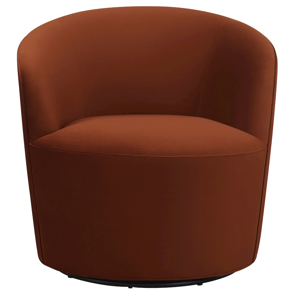 Joyce Upholstered Barrel Back Swivel Chair Burnt Orange. Picture 3
