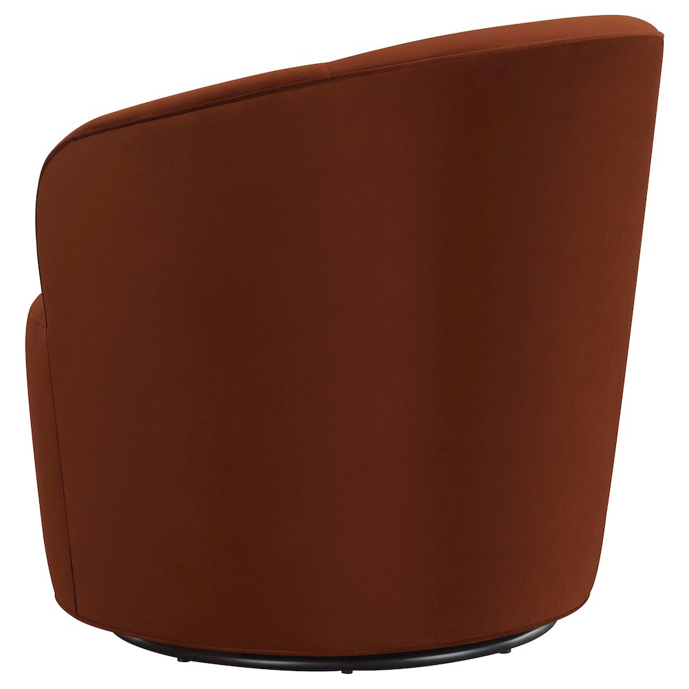 Joyce Upholstered Barrel Back Swivel Chair Burnt Orange. Picture 4