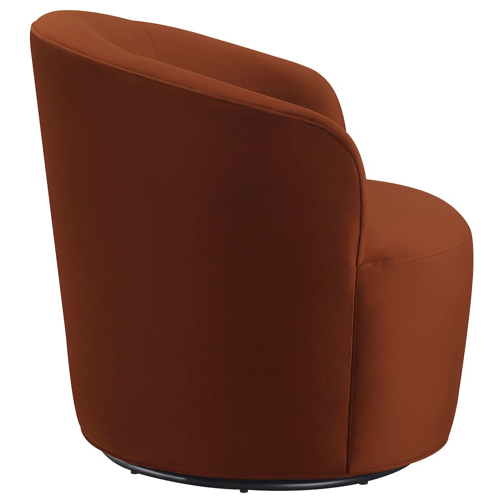 Joyce Upholstered Barrel Back Swivel Chair Burnt Orange. Picture 5
