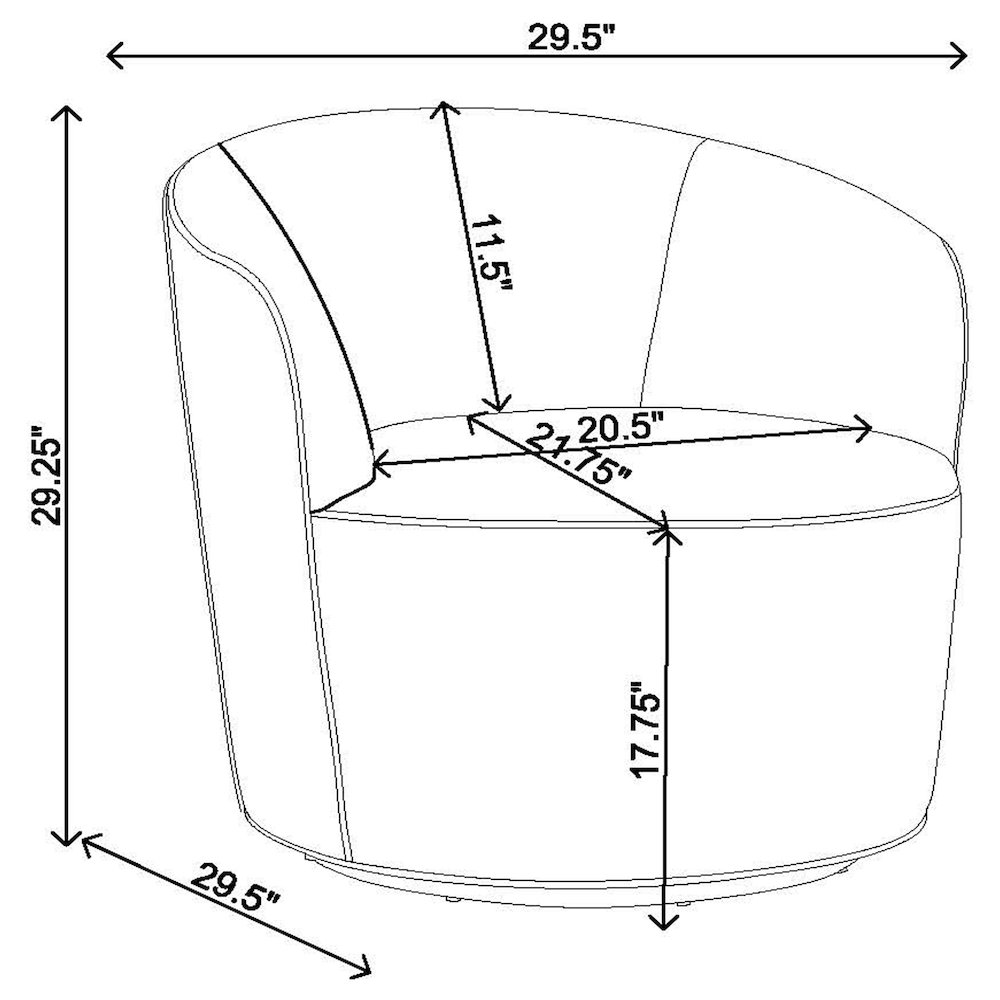 Joyce Upholstered Barrel Back Swivel Chair Burnt Orange. Picture 9