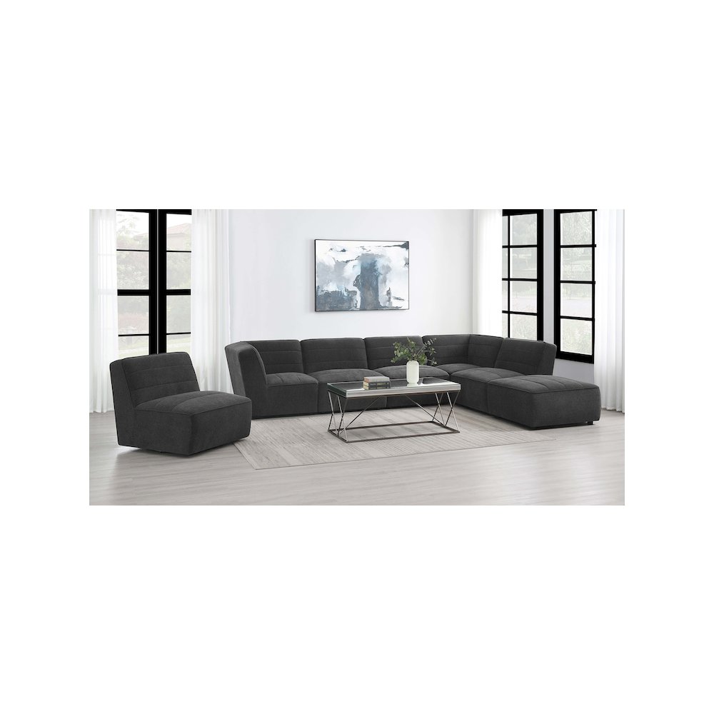 Cobie Upholstered Armless Swivel Chair Dark Charcoal. Picture 11