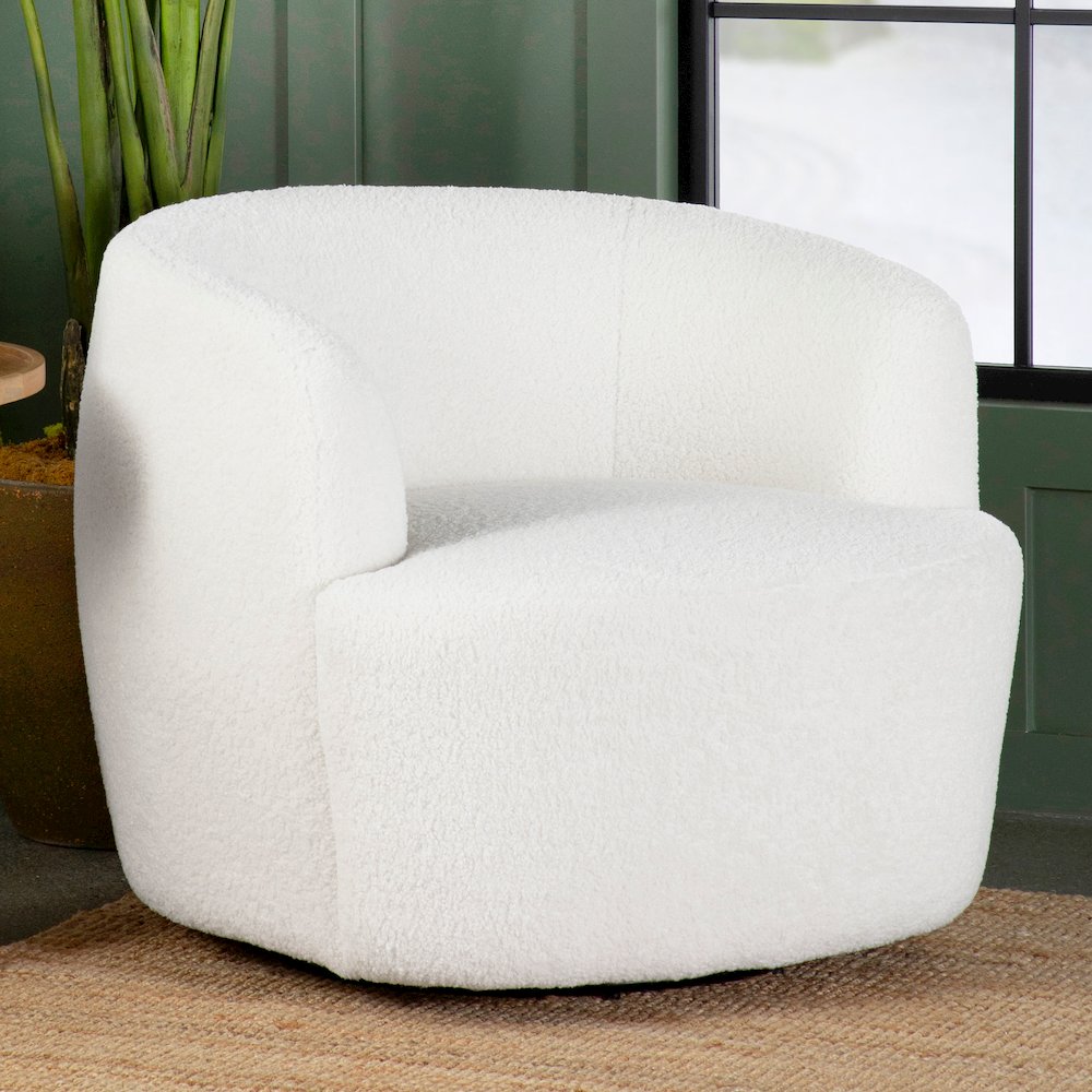 Hudson Faux Sheepskin Upholstered Swivel Chair Natural. Picture 9