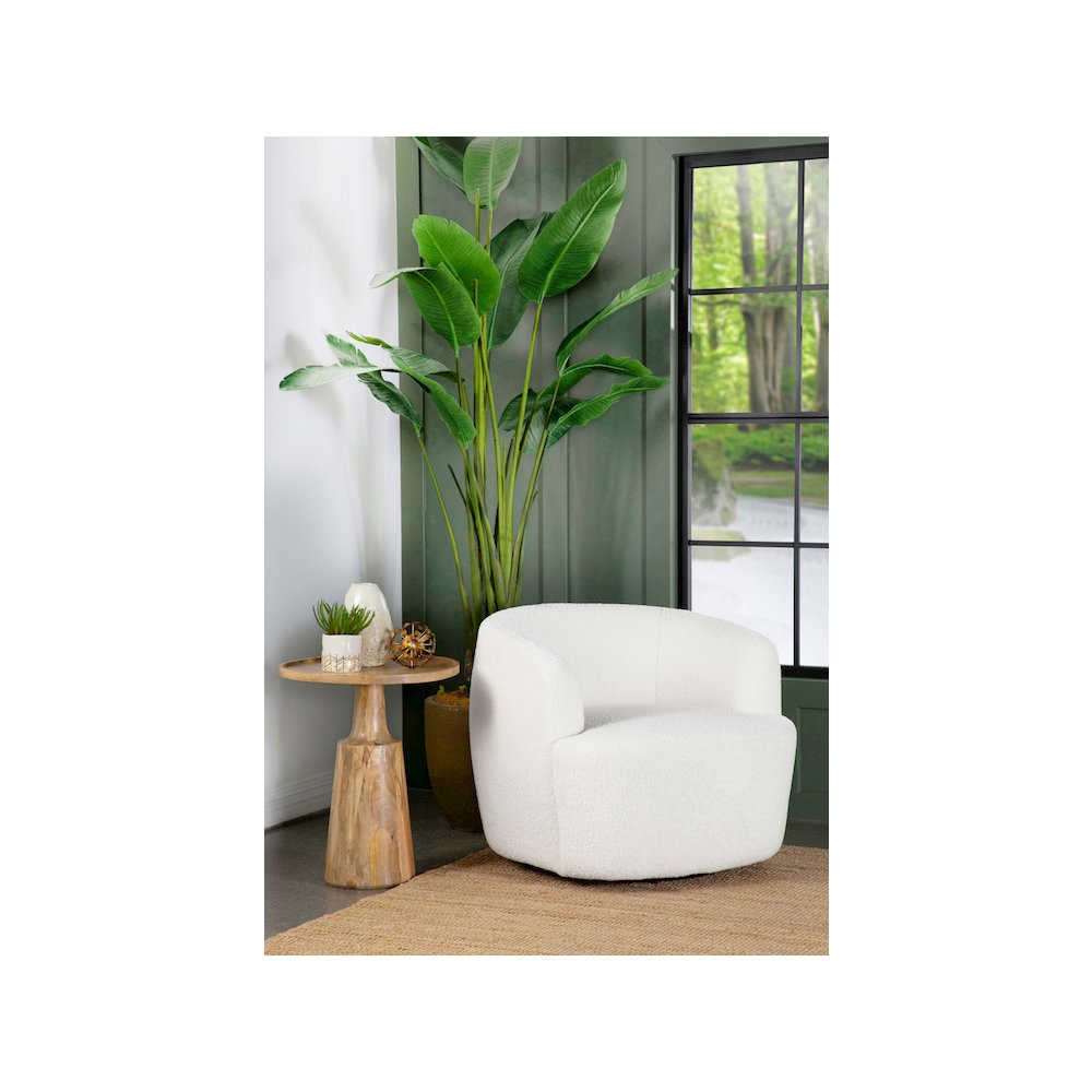 Hudson Faux Sheepskin Upholstered Swivel Chair Natural. Picture 11