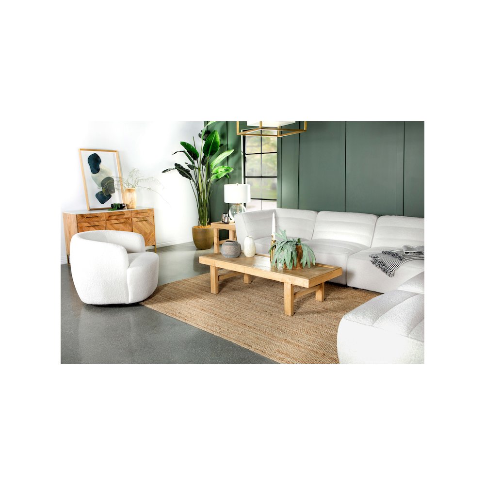 Hudson Faux Sheepskin Upholstered Swivel Chair Natural. Picture 13