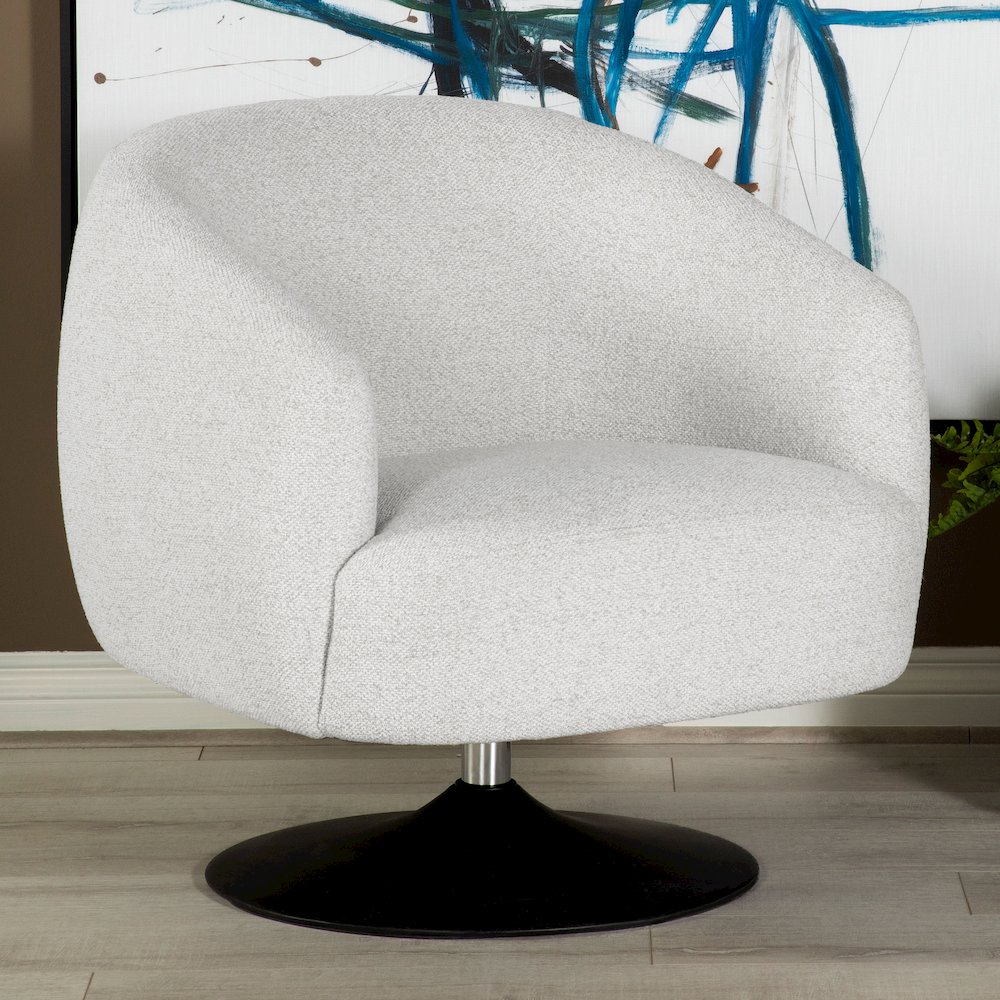 Dave Upholstered Barrel Back Swivel Club Chair Beige. Picture 9