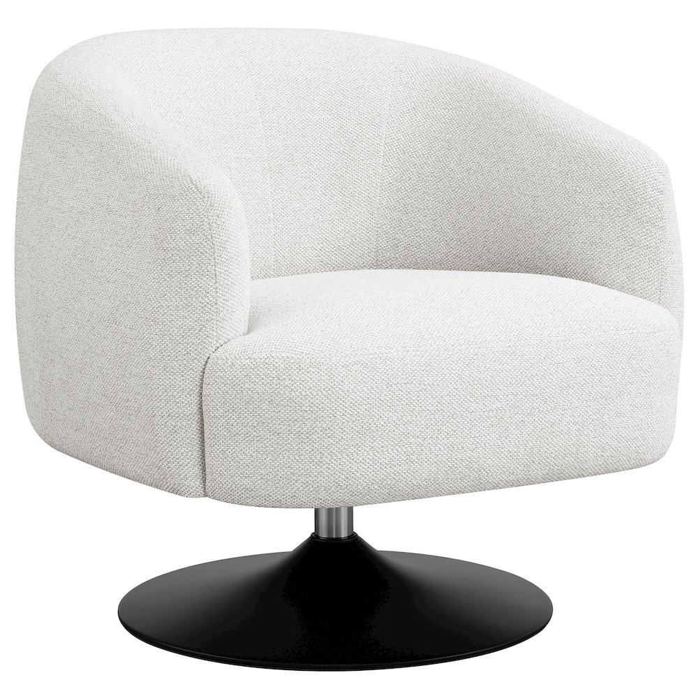 Dave Upholstered Barrel Back Swivel Club Chair Beige. Picture 1