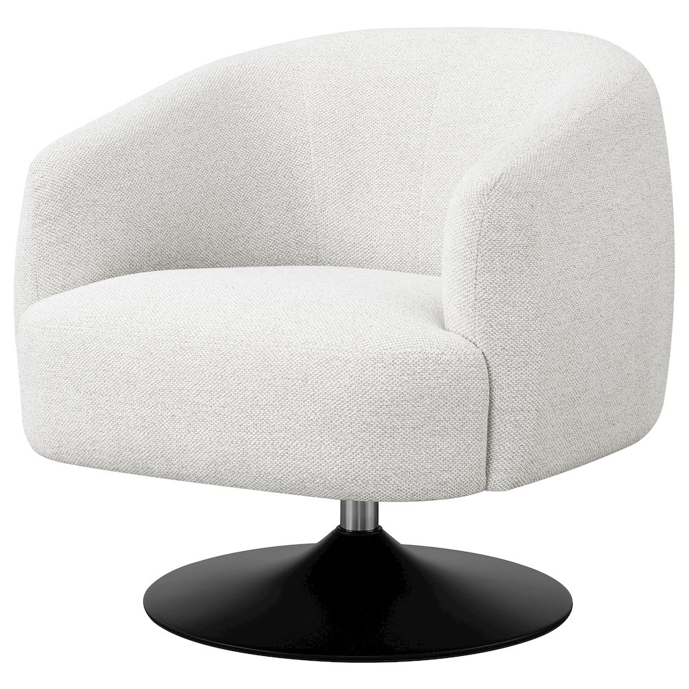 Dave Upholstered Barrel Back Swivel Club Chair Beige. Picture 4