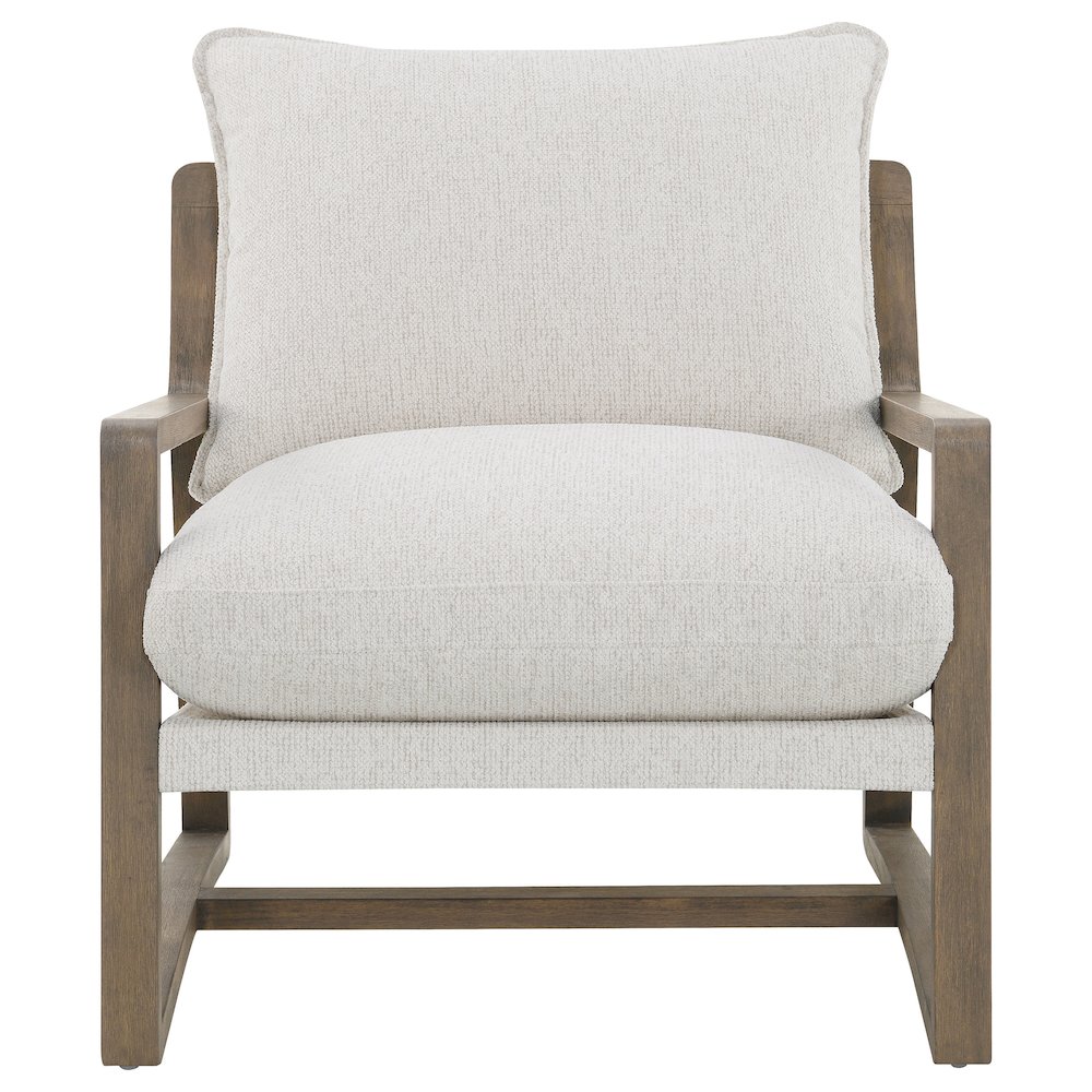 Geneva Boucle Upholstered Wood Arm Accent Chair Sand. Picture 2