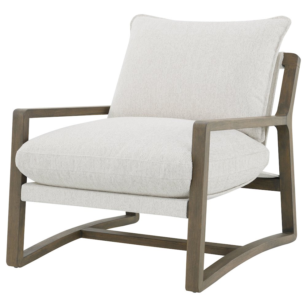Geneva Boucle Upholstered Wood Arm Accent Chair Sand. Picture 3