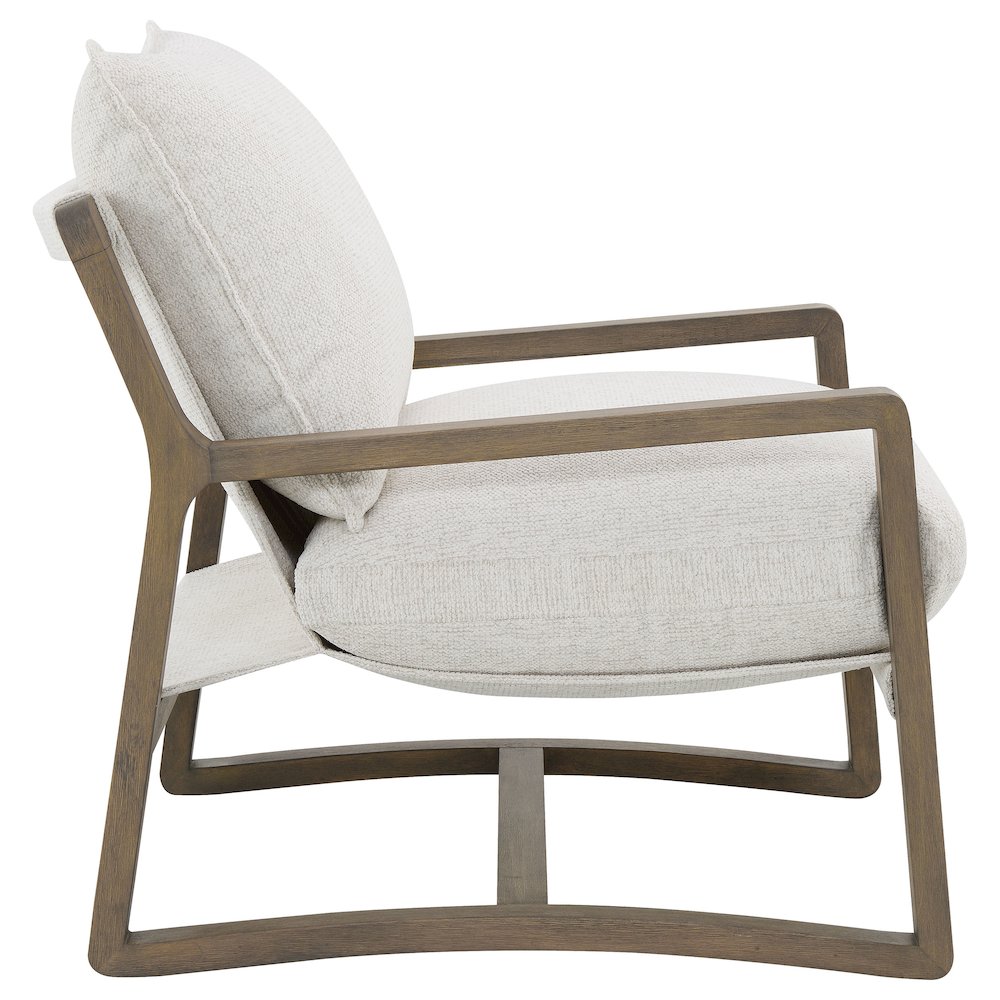 Geneva Boucle Upholstered Wood Arm Accent Chair Sand. Picture 7