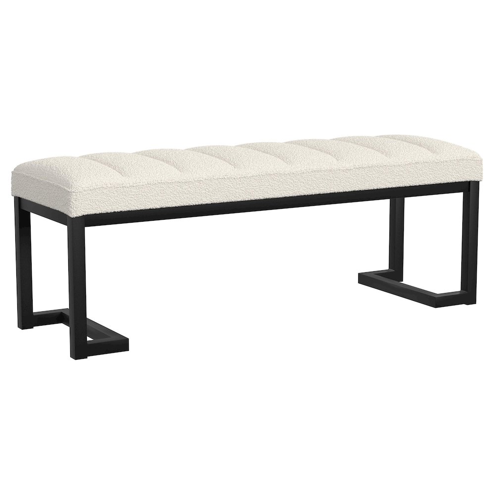 Mesa Boucle Upholstered Tufted Accent Bench Vanilla. Picture 1