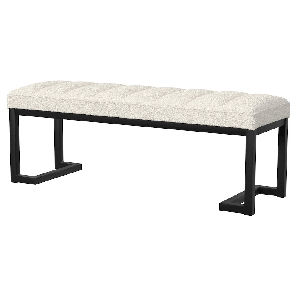 Mesa Boucle Upholstered Tufted Accent Bench Vanilla. Picture 4