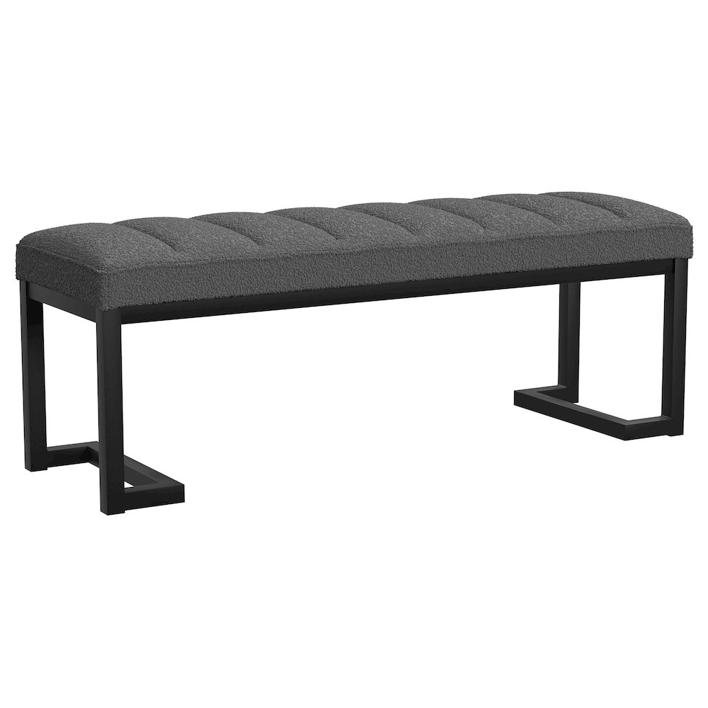Mesa Boucle Upholstered Tufted Accent Bench Charcoal. Picture 1