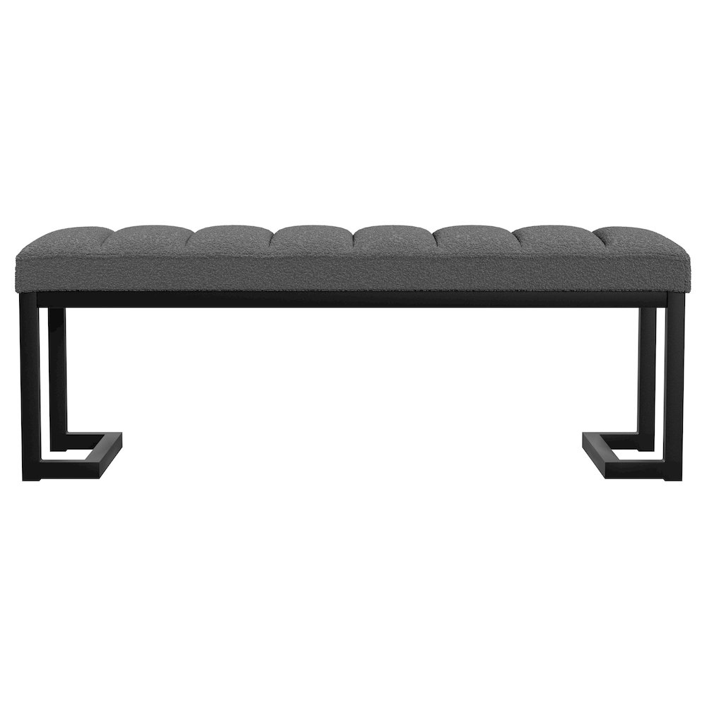 Mesa Boucle Upholstered Tufted Accent Bench Charcoal. Picture 3