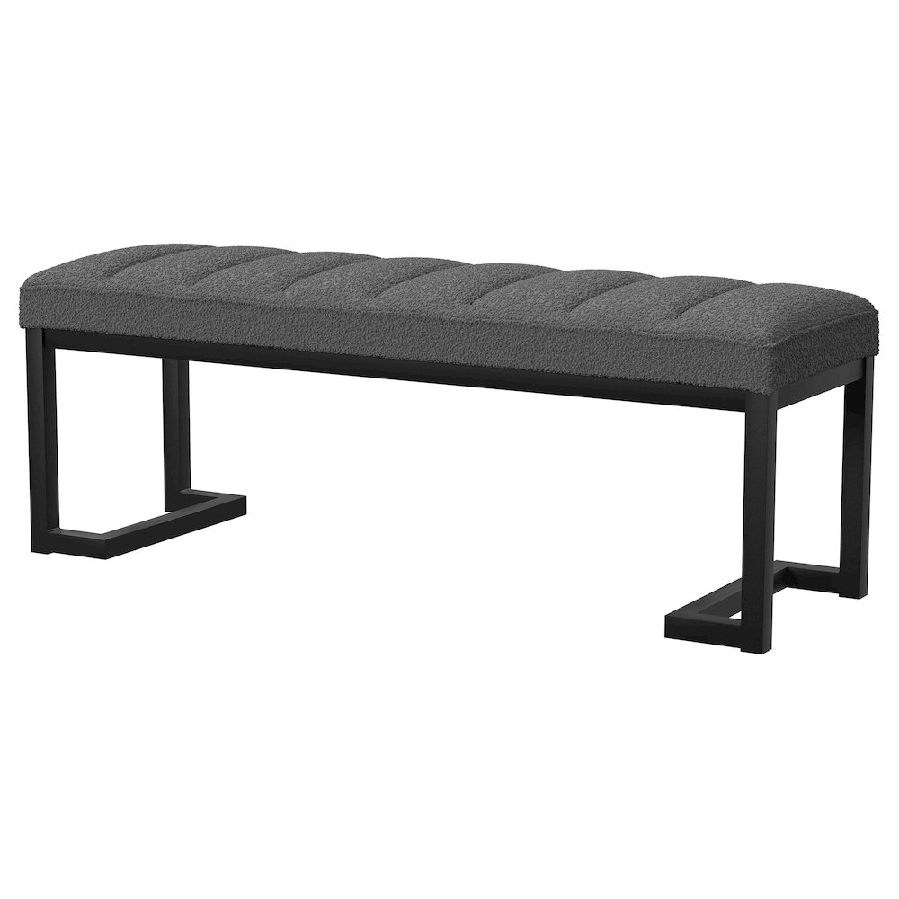Mesa Boucle Upholstered Tufted Accent Bench Charcoal. Picture 4
