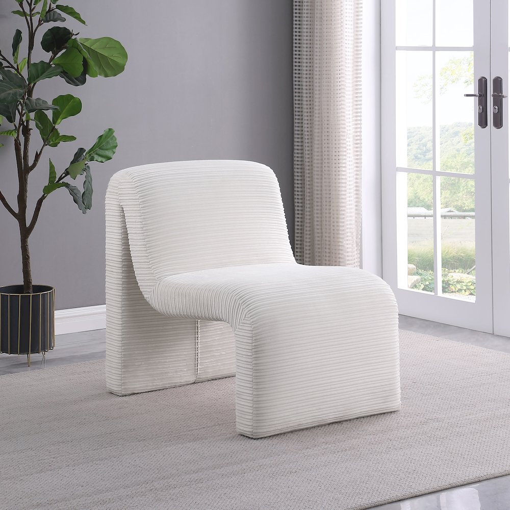 Drayton Upholstered Curved Armless Accent Chair Ivory. Picture 9