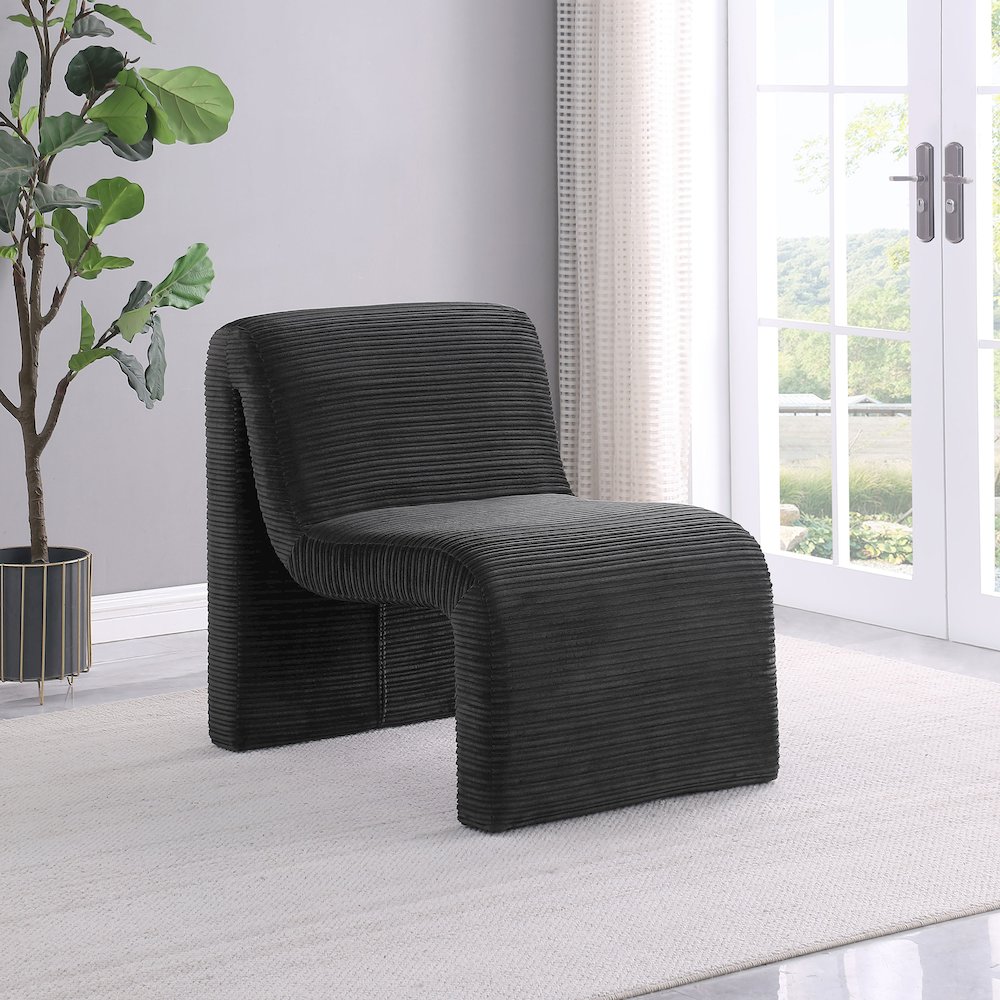 Drayton Upholstered Curved Armless Accent Chair Black. Picture 9