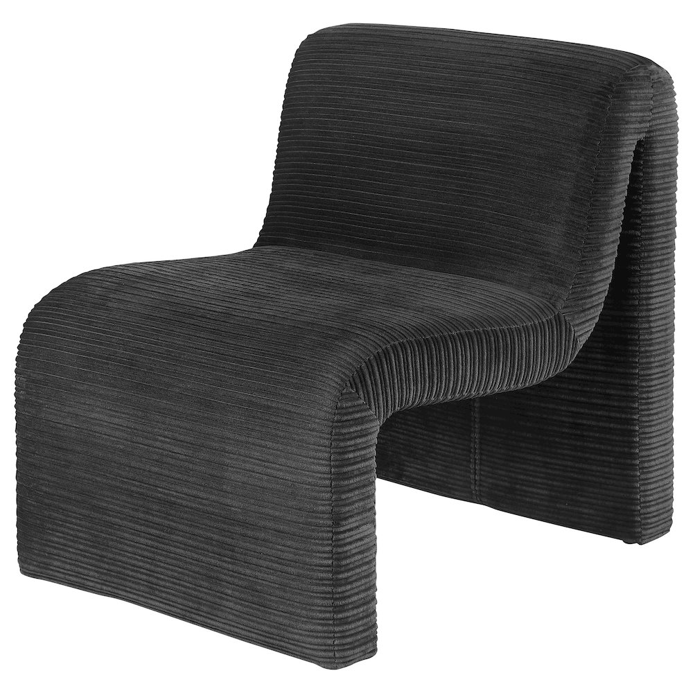 Drayton Upholstered Curved Armless Accent Chair Black. Picture 4