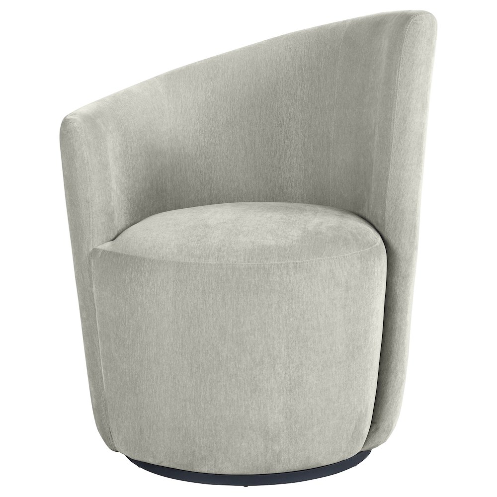 Nueva Upholstered Swivel Chair Curved Backrest Dove Grey. Picture 3