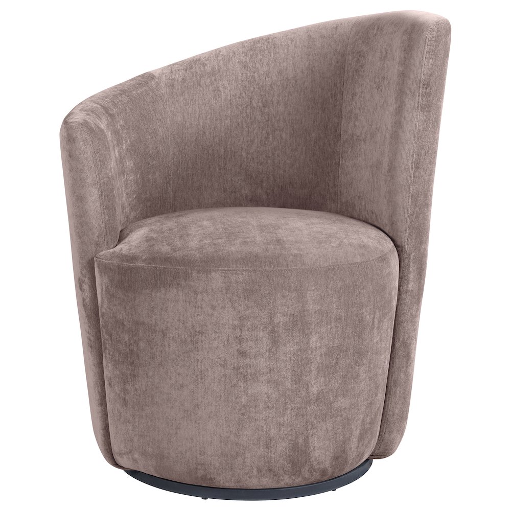 Nueva Upholstered Swivel Chair Curved Backrest Blush. Picture 3