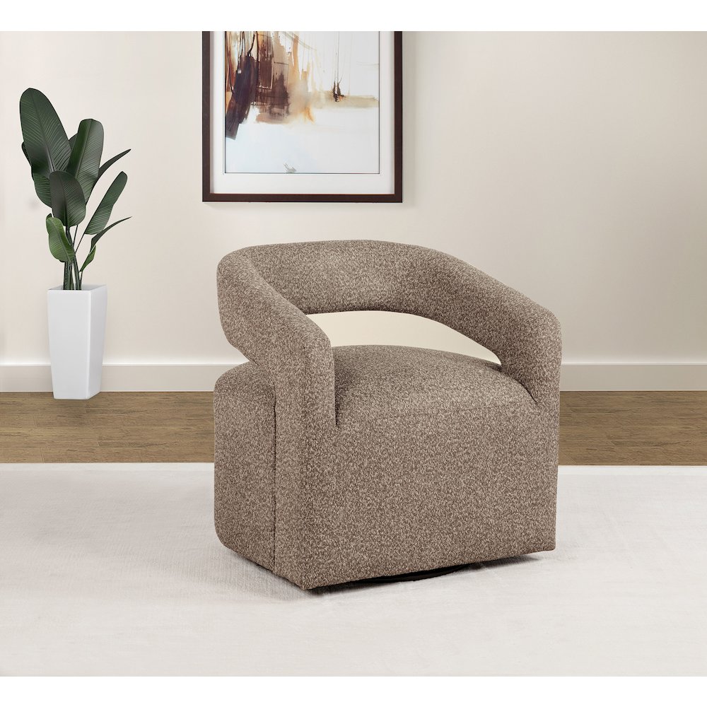 Westhill Boucle Upholstered Swivel Accent Chair Rocky Road. Picture 2